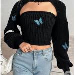 Handmade Butterfly Crochet Cut-Out Top