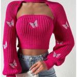 Handmade Butterfly Crochet Cut-Out Top