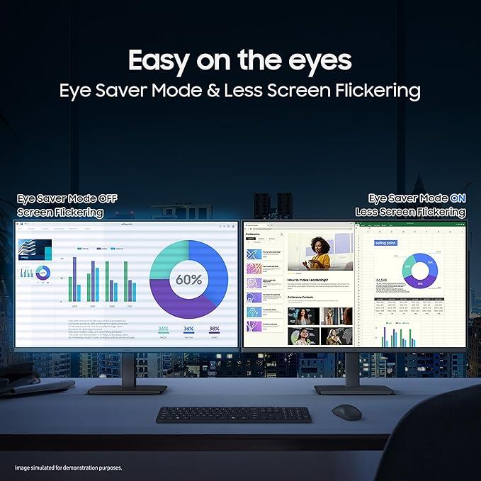 Samsung 24%22 (60.5 cm) S3 Flat Monitor|Super Slim Borderless Design|IPS Panel|FHD 1920 x 108Black