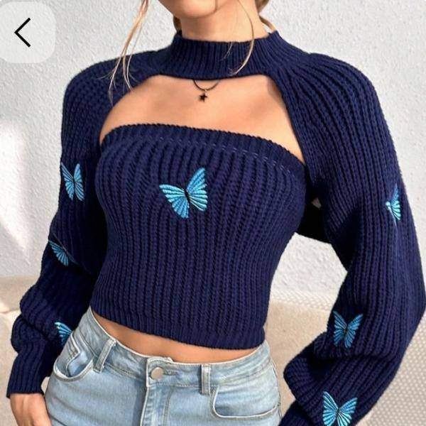 Handmade Butterfly Crochet Cut-Out Top